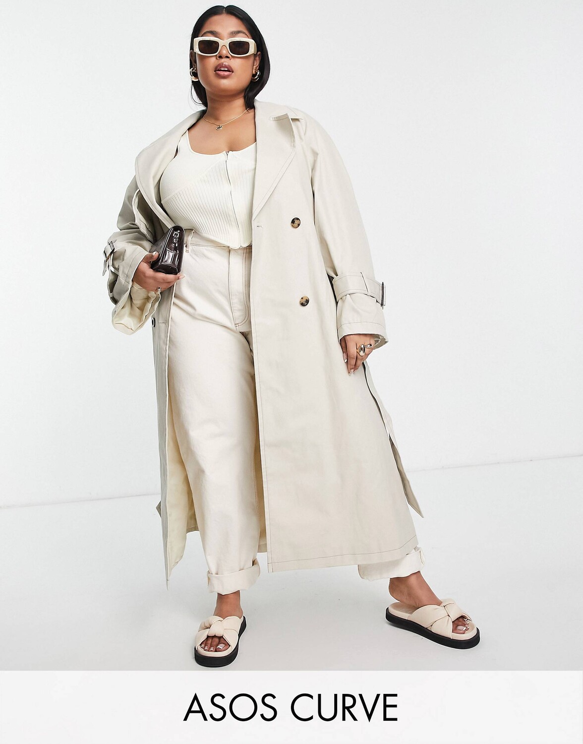 

Натуральный тренч ASOS DESIGN Curve