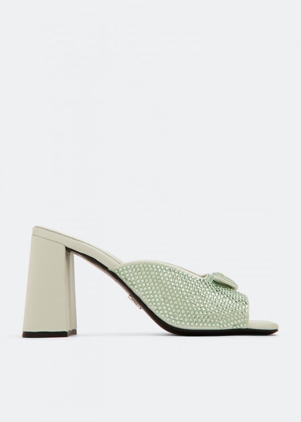

Мюли PRADA Satin heeled mules, зеленый