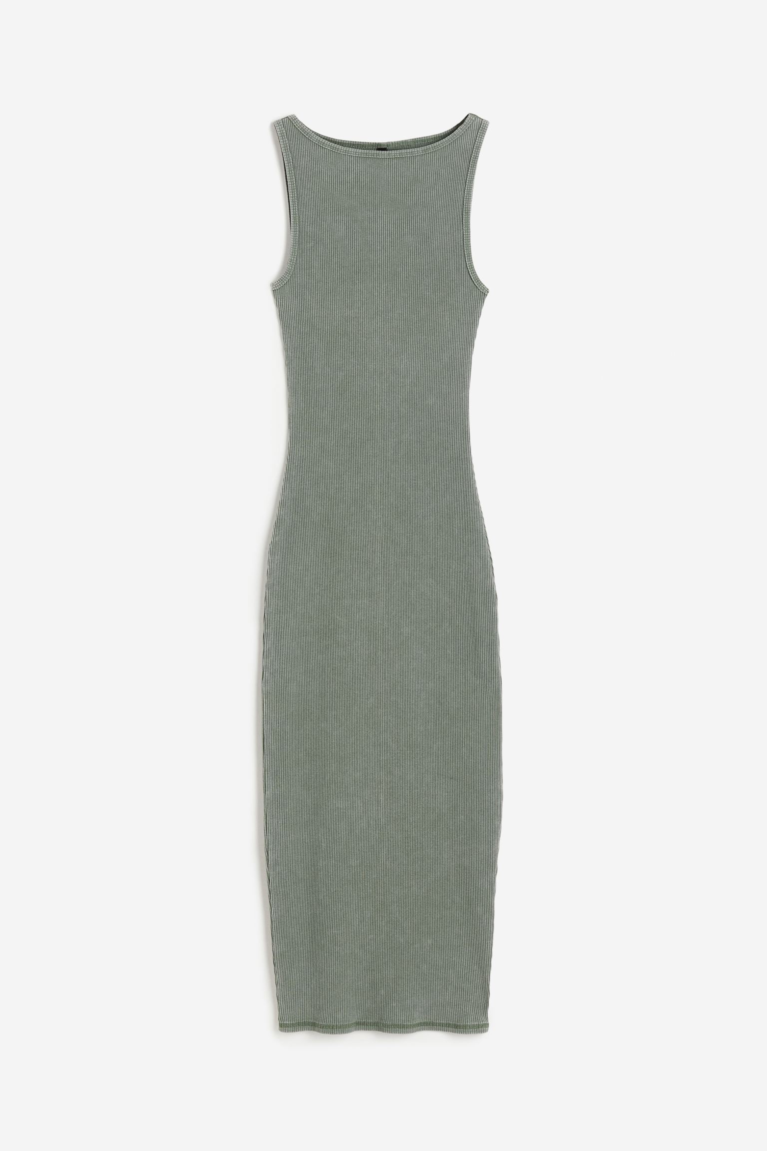 Платье H&M Ribbed Bodycon, зеленый