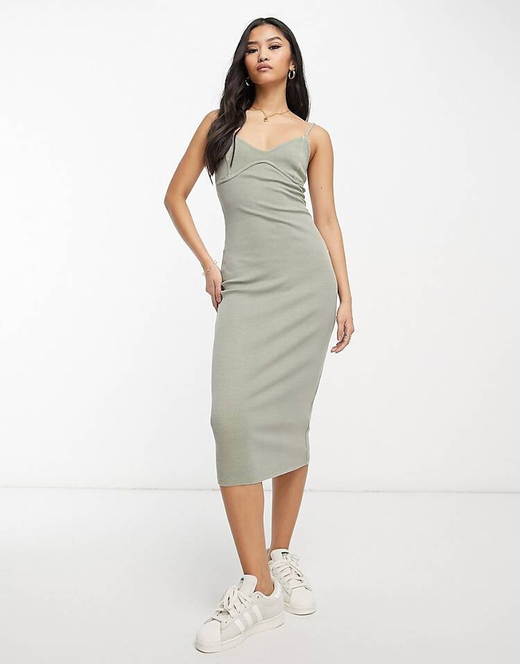 

Миди-платье Miss Selfridge из кислотной ткани, серый