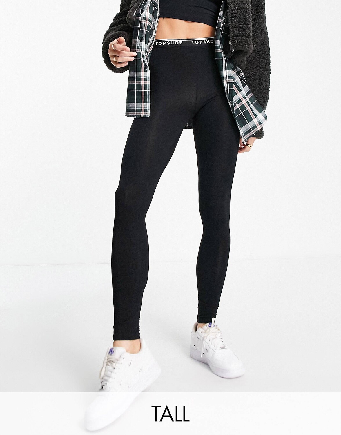 

Черные леггинсы с логотипом Topshop Tall, Черный