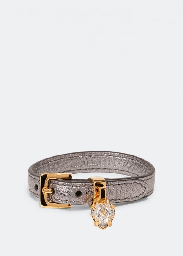 

Браслет MIU MIU Leather bracelet, серебряный