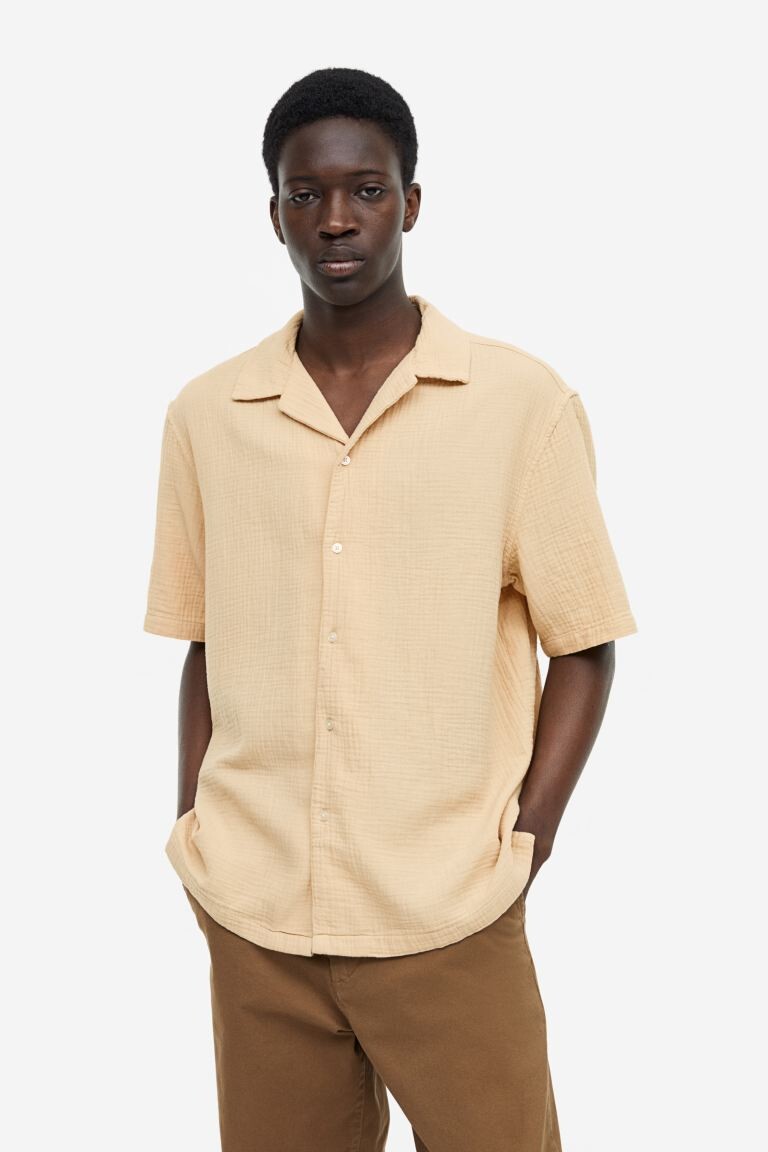 

Муслиновая курортная рубашка стандартного кроя H&M, бежевый