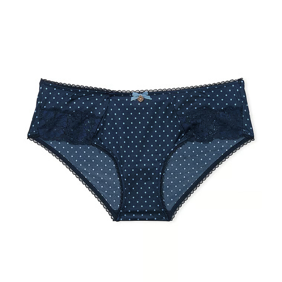 

Трусы Victoria's Secret Body By Victoria Lace-inset Hiphugger Smooth, темно-синий/белый