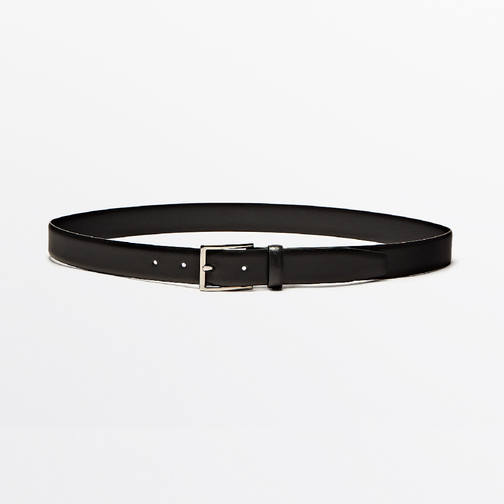 Ремень Massimo Dutti Nappa Leather, черный ремень massimo dutti leather belt thin limited edition чёрный