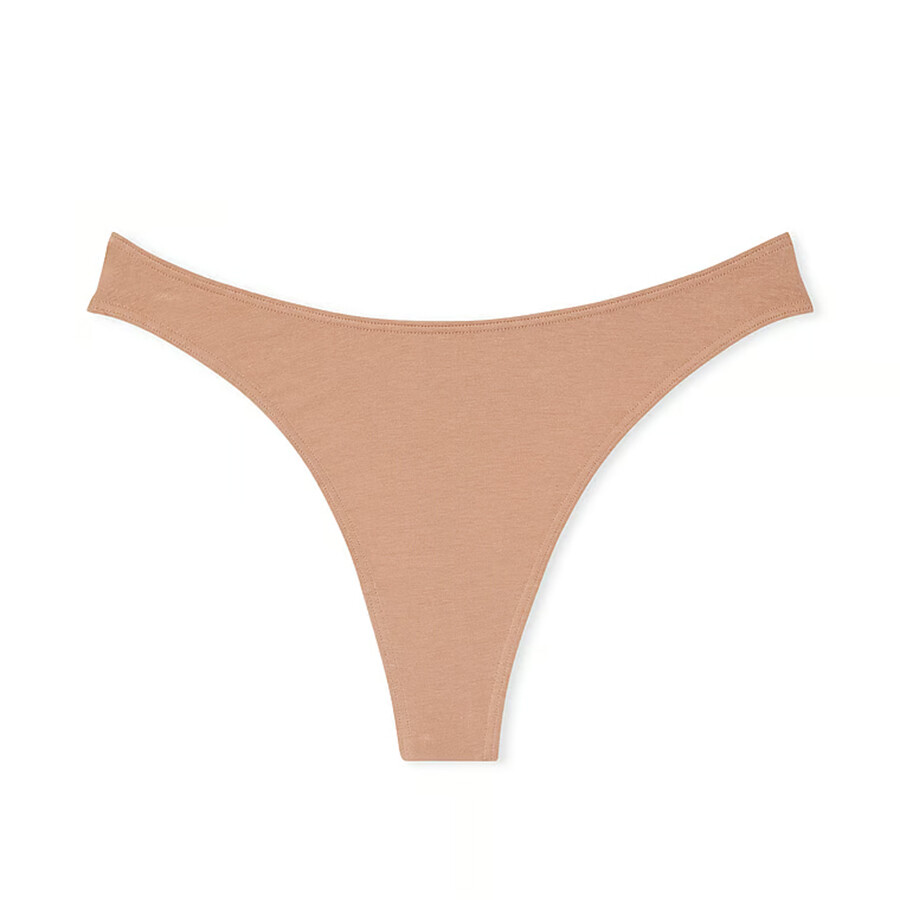 

Трусики-стринги Victoria's Secret Stretch Cotton High-Leg Scoop Thong Classic, бежевый