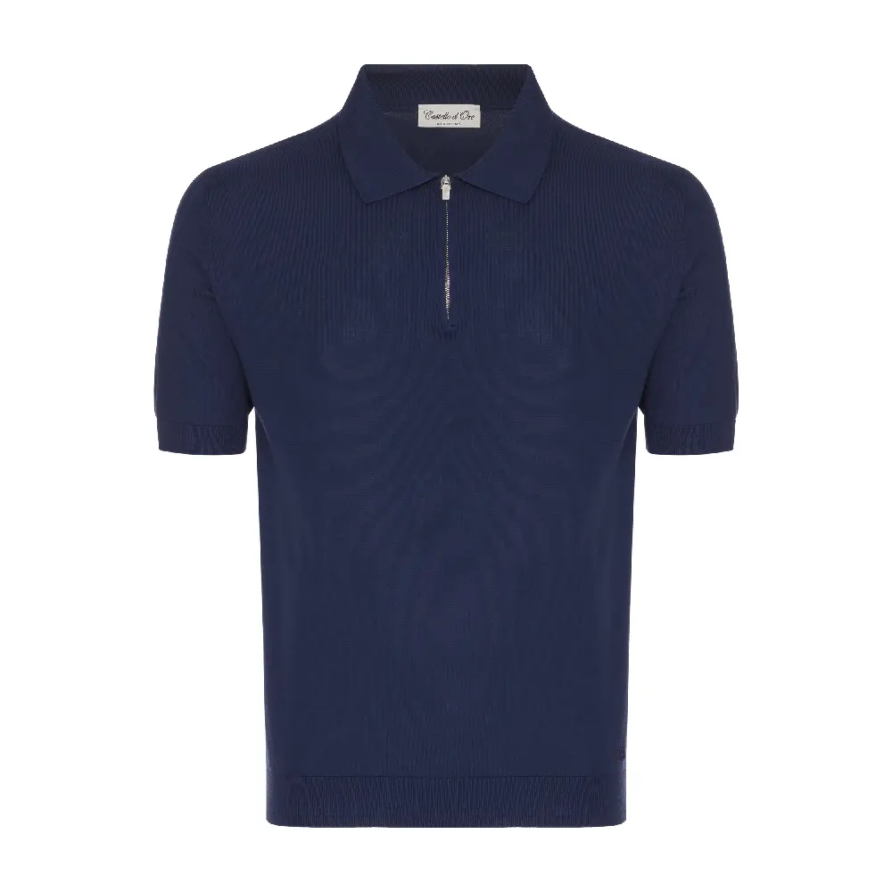 

Футболка поло Castello D'oro Cotton With Logo, темно-синий