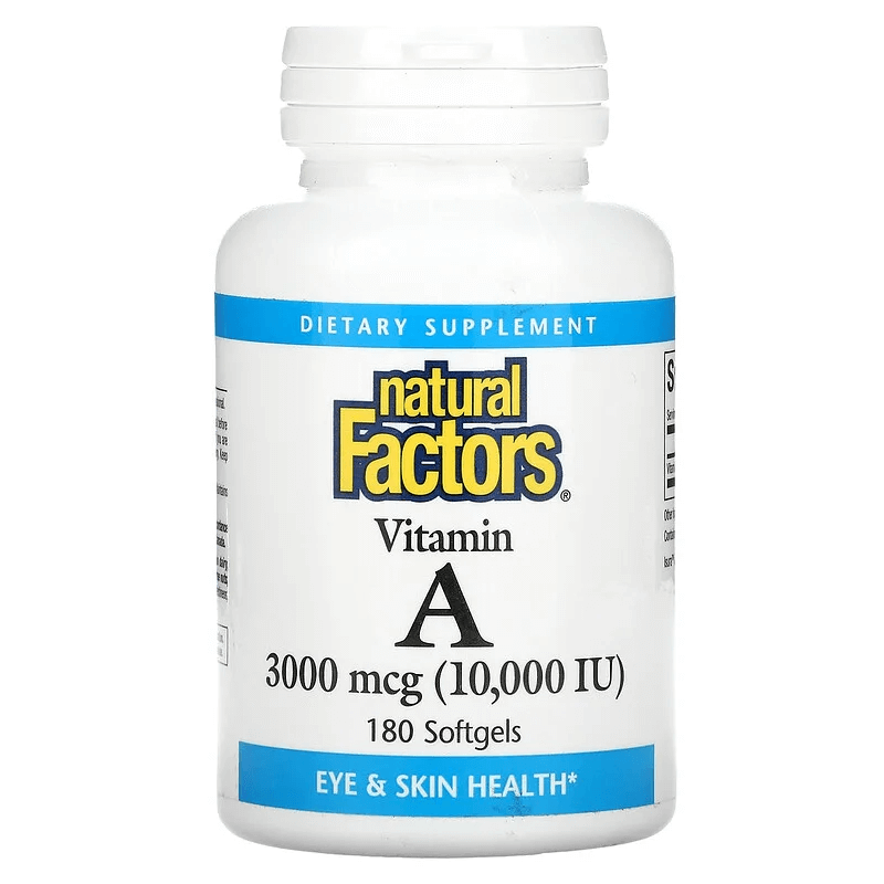 Витамин А Natural Factors 3000 мкг, 180 таблеток витамин а natural factors 3000 мкг 180 таблеток