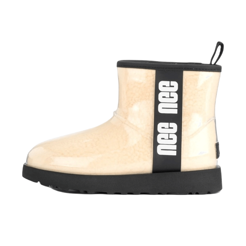 Ugg clear mini. Силиконовые угги Амазон. Treadlite by UGG. UGG Classic Clear Mini natural Black на ноге.