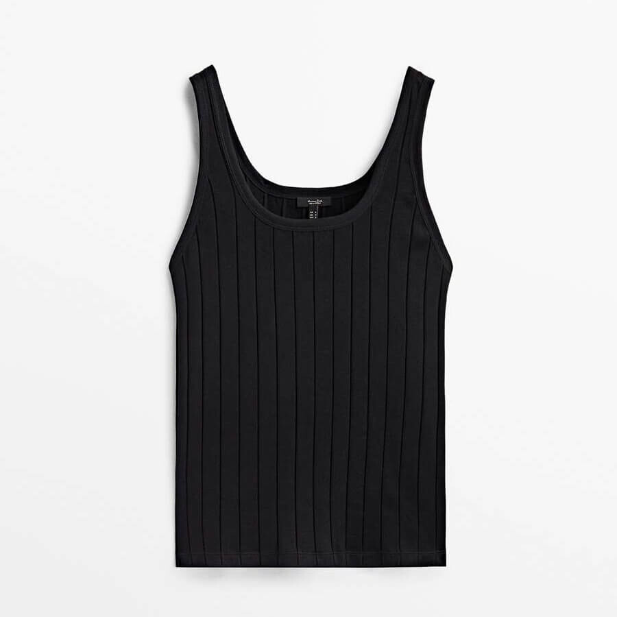

Топ Massimo Dutti Ribbed Strappy Vest, черный