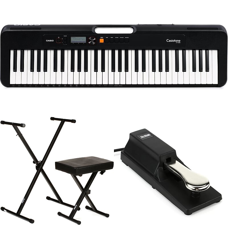 

Casio Casiotone CT-S200 61-клавишный портативный аранжировщик Keyboard Essentials Bundle - черный CTS200BKEssBun