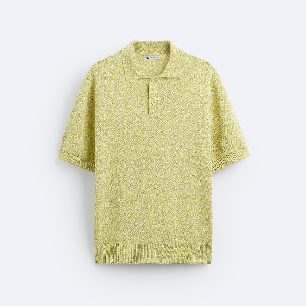 Футболка поло Zara Jacquard Knit, зеленый рубашка zara jacquard knit черный