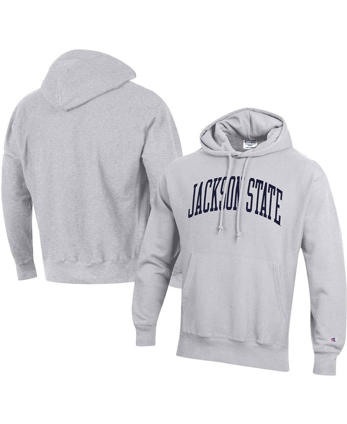 

Мужская серая толстовка с капюшоном jackson state tigers tall arch pullover Champion, серый