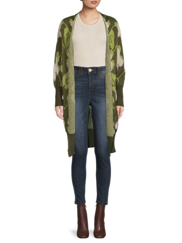 

Кардиган Stitchdrop с цветочным принтом и открытым передом, moss