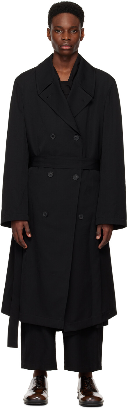 

Черное стандартное пальто Yohji Yamamoto