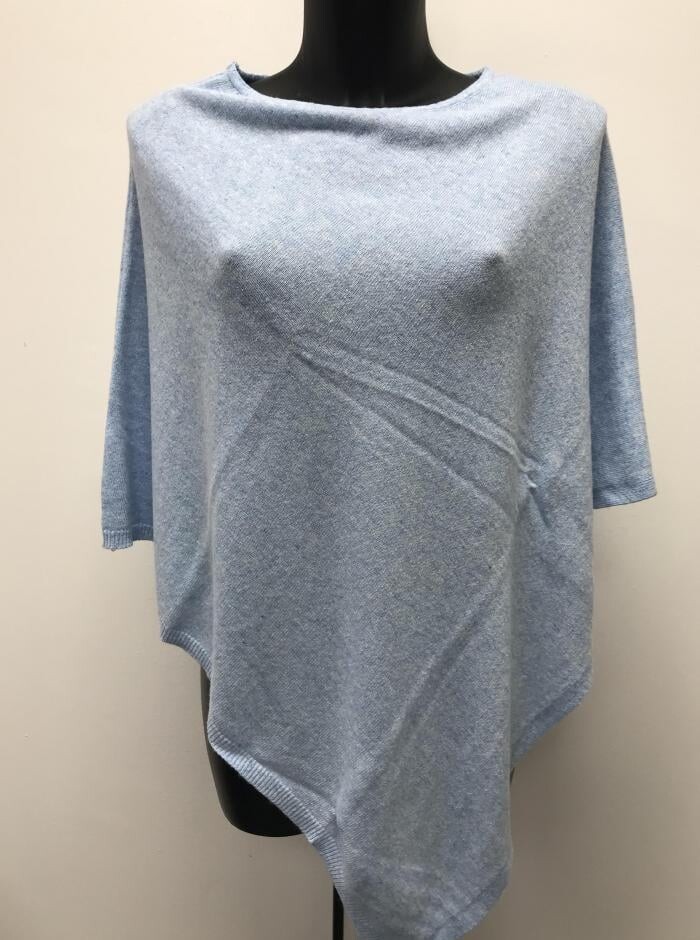 

Пончо из смеси кашемира, светло-синий