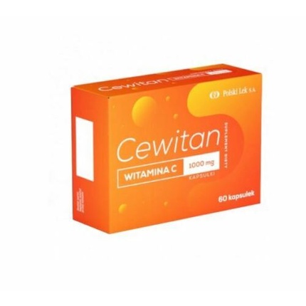 Cewitan Витамин C 1000 мг, 60 капсул - поддерживает иммунную систему, кровеносные сосуды, стресс, усталость, Polski Lek