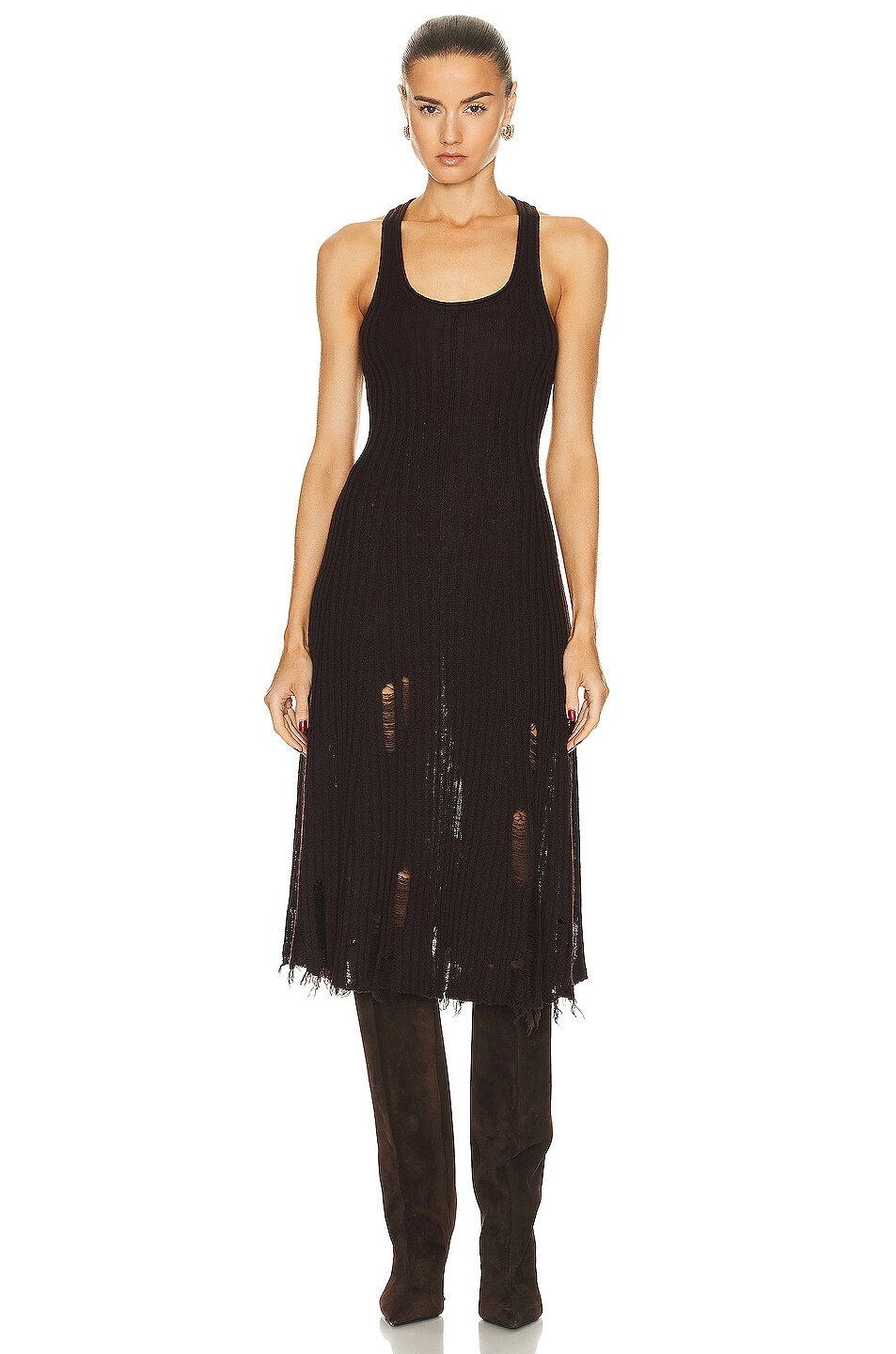 

Платье Acne Studios Sleeveless Distressed Knit, цвет Dark Brown