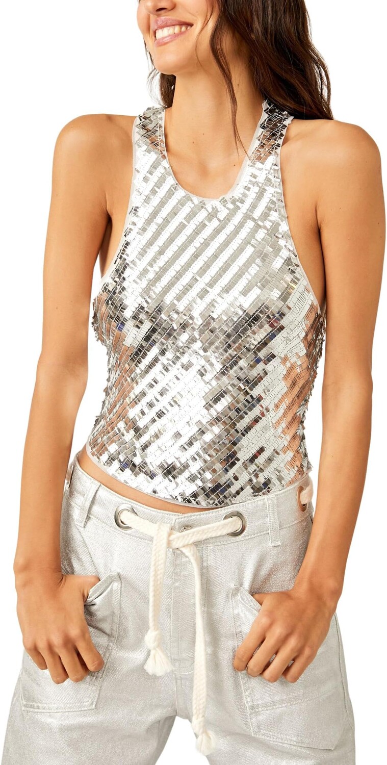 

Майка Disco Fever Cami Free People, цвет Silver Combo