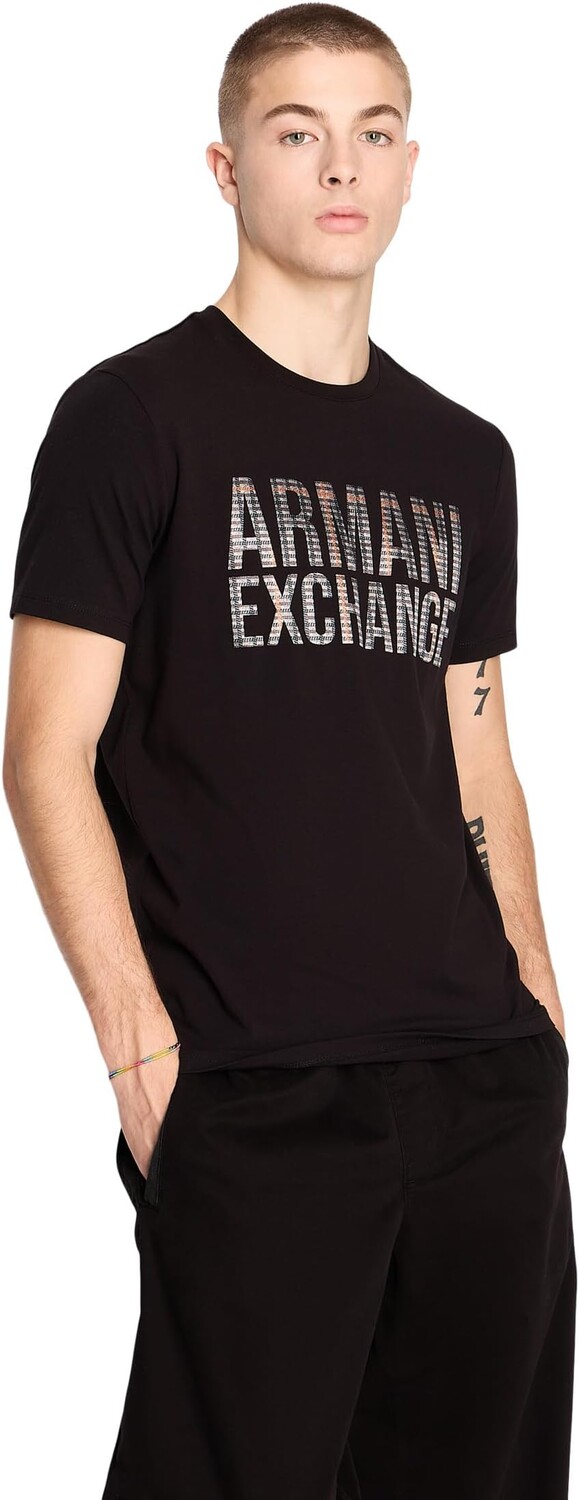 

Футболка с логотипом, напечатанным шелкографией Armani Exchange, черный