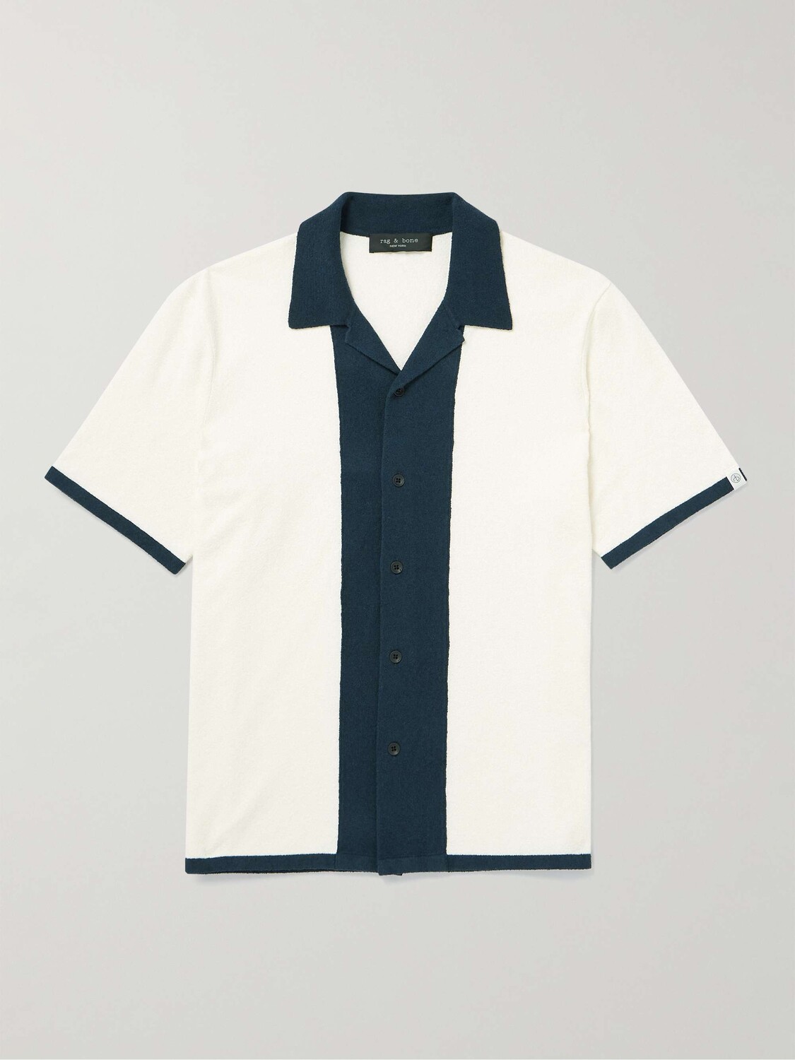 

Махровая рубашка Avery Camp-Collar с цветными блоками из смесового хлопка RAG & BONE, слоновая кость