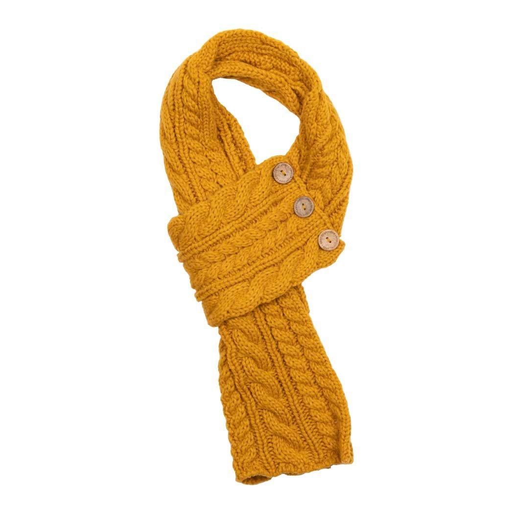цена Шарф на пуговицах арановой вязки косой вязки Aran Traditions, желтый