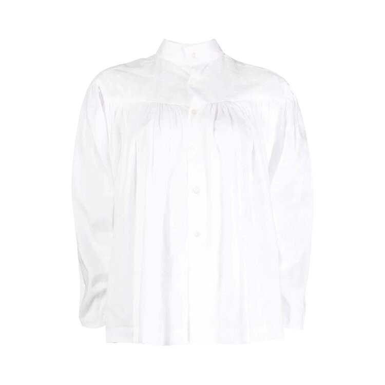 

Блуза Comme des Garçons Dot Print Stand Collar Gathered Blouse 'White', белый