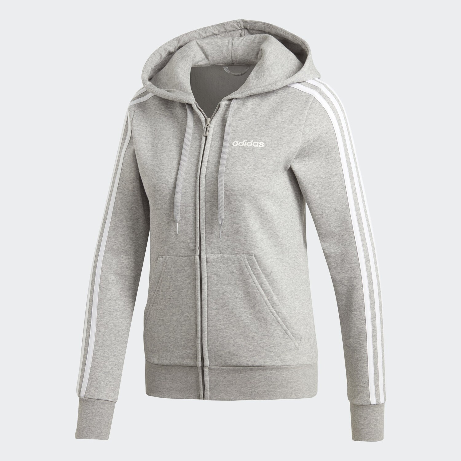 

Худи Adidas Essentials 3-Stripes, серый/белый