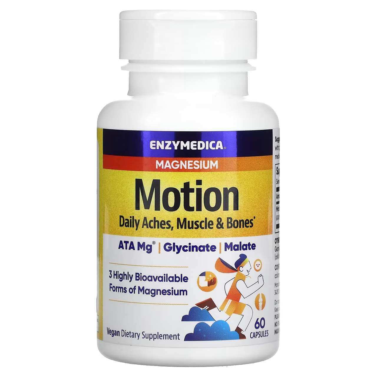 Магний для поддержки мышц Enzymedica Motion, 60 капсул enzymedica repair gold для восстановления мышц тканей и суставов 30 капсул