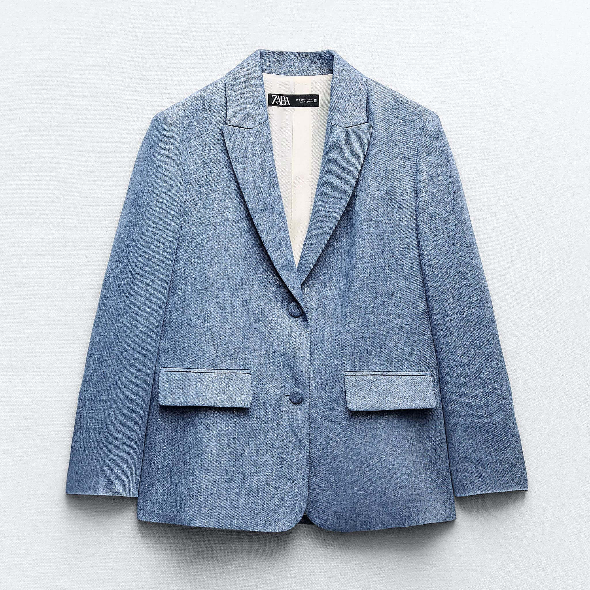 Блейзер Zara Shimmery Fabric, синий