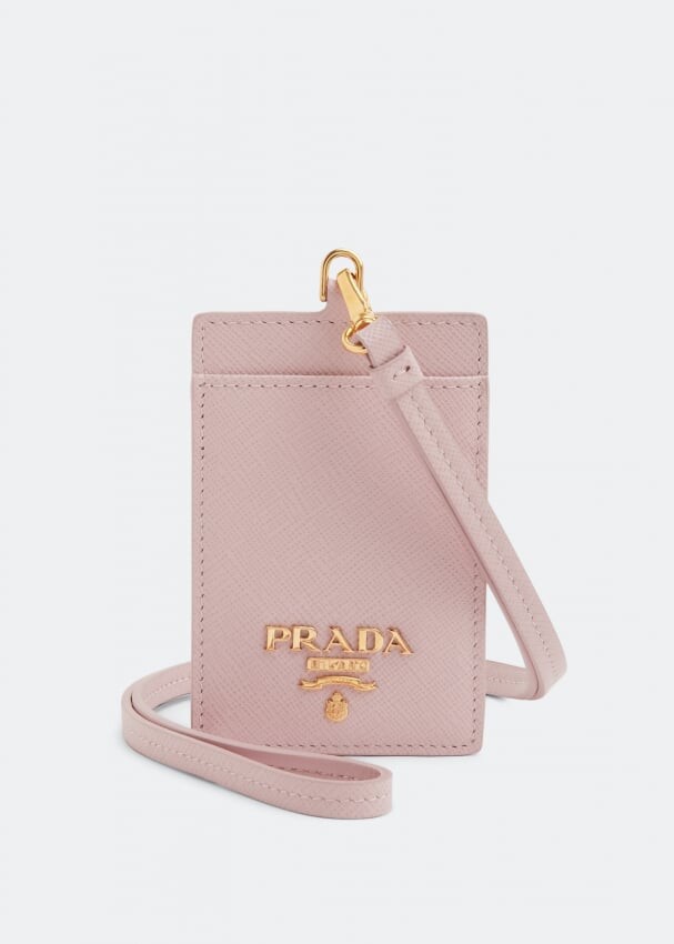 

Картхолдер PRADA Leather badge holder, розовый