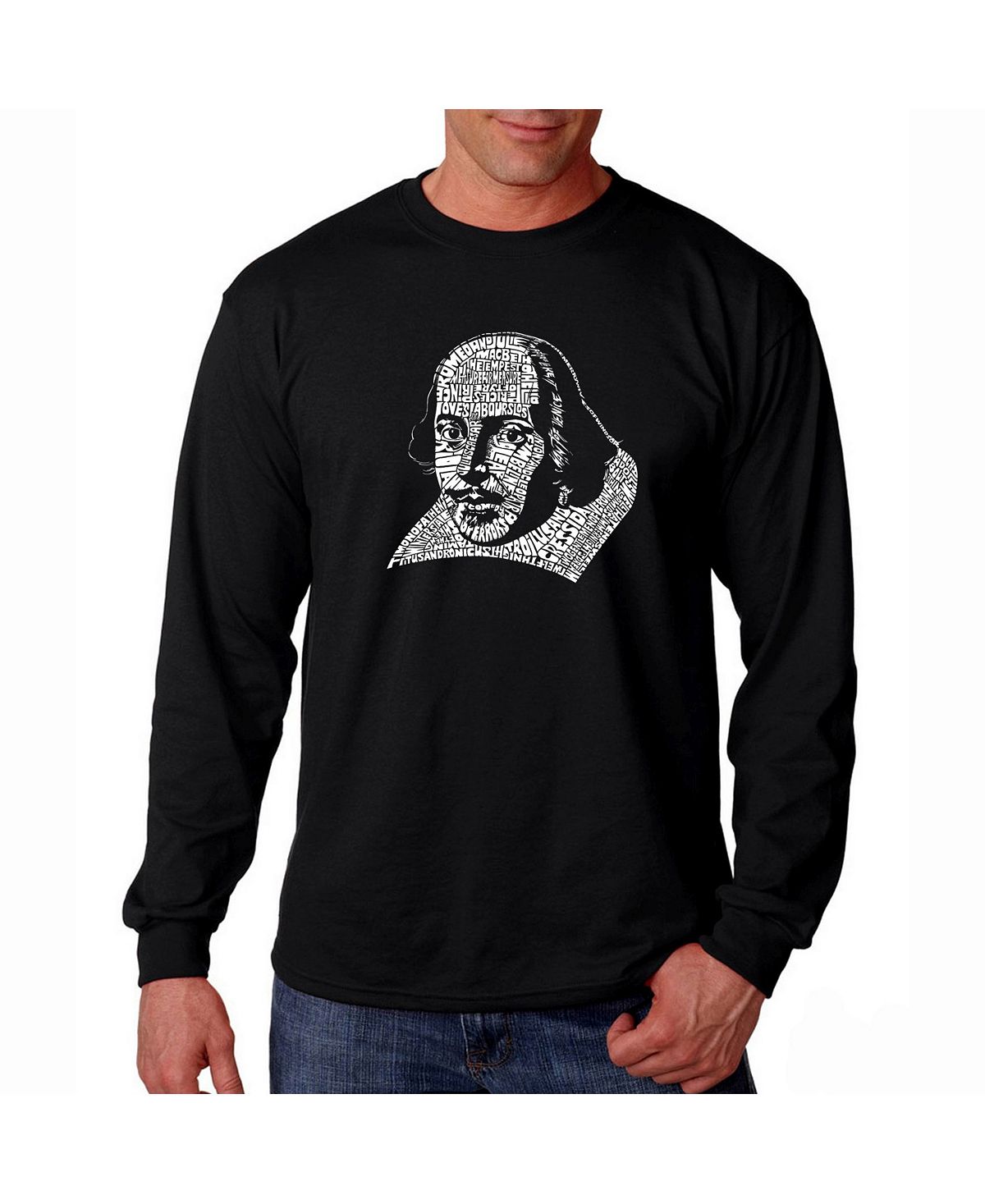 Мужская футболка с длинным рукавом word art - шекспир LA Pop Art, черный йейтс уильям батлер великие поэты мира