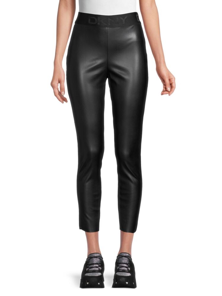 

Леггинсы из искусственной кожи с высокой талией Dkny, черный