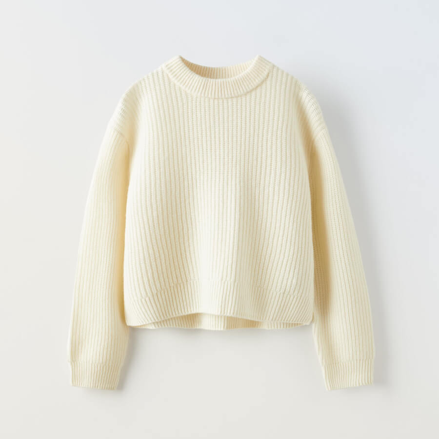 Свитер Zara 100% Wool Knit, экрю свитер zara kids knit экрю