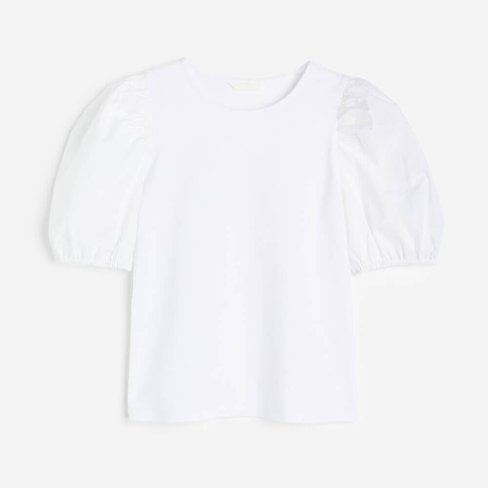 

Топ H&M Puff-sleeved, белый