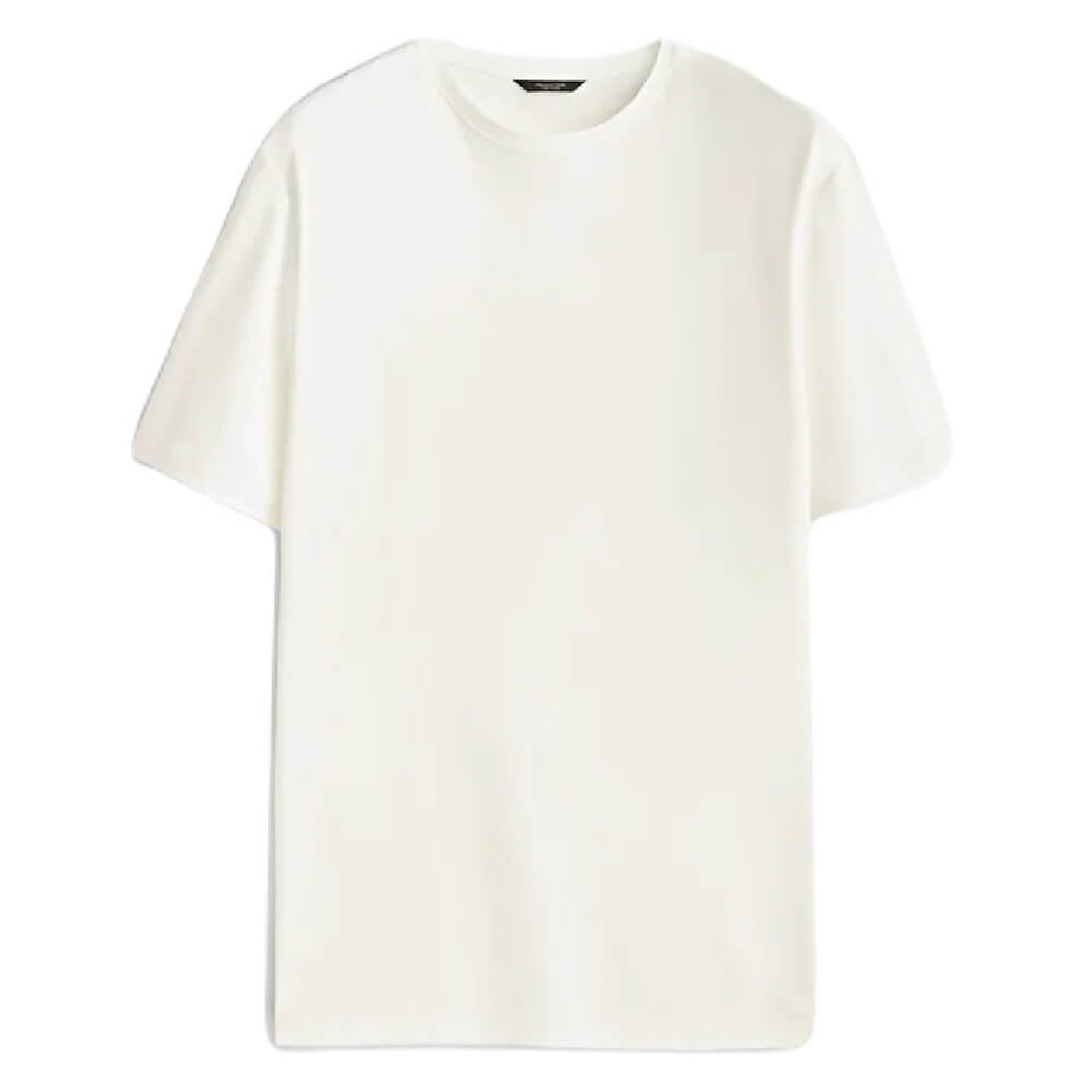 Футболка Massimo Dutti Short Sleeve Mercerised Cotton, кремовый мужская футболка из хлопка с коротким рукавом круглым вырезом и коротким рукавом