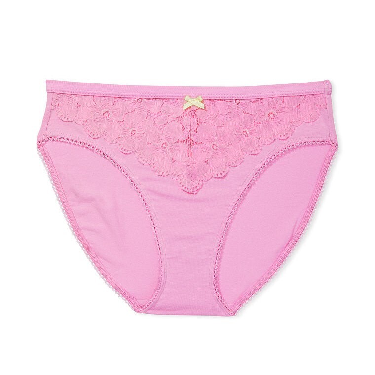 

Трусы Victoria's Secret Stretch Cotton Lace-Inset High-Leg Brief, розовый