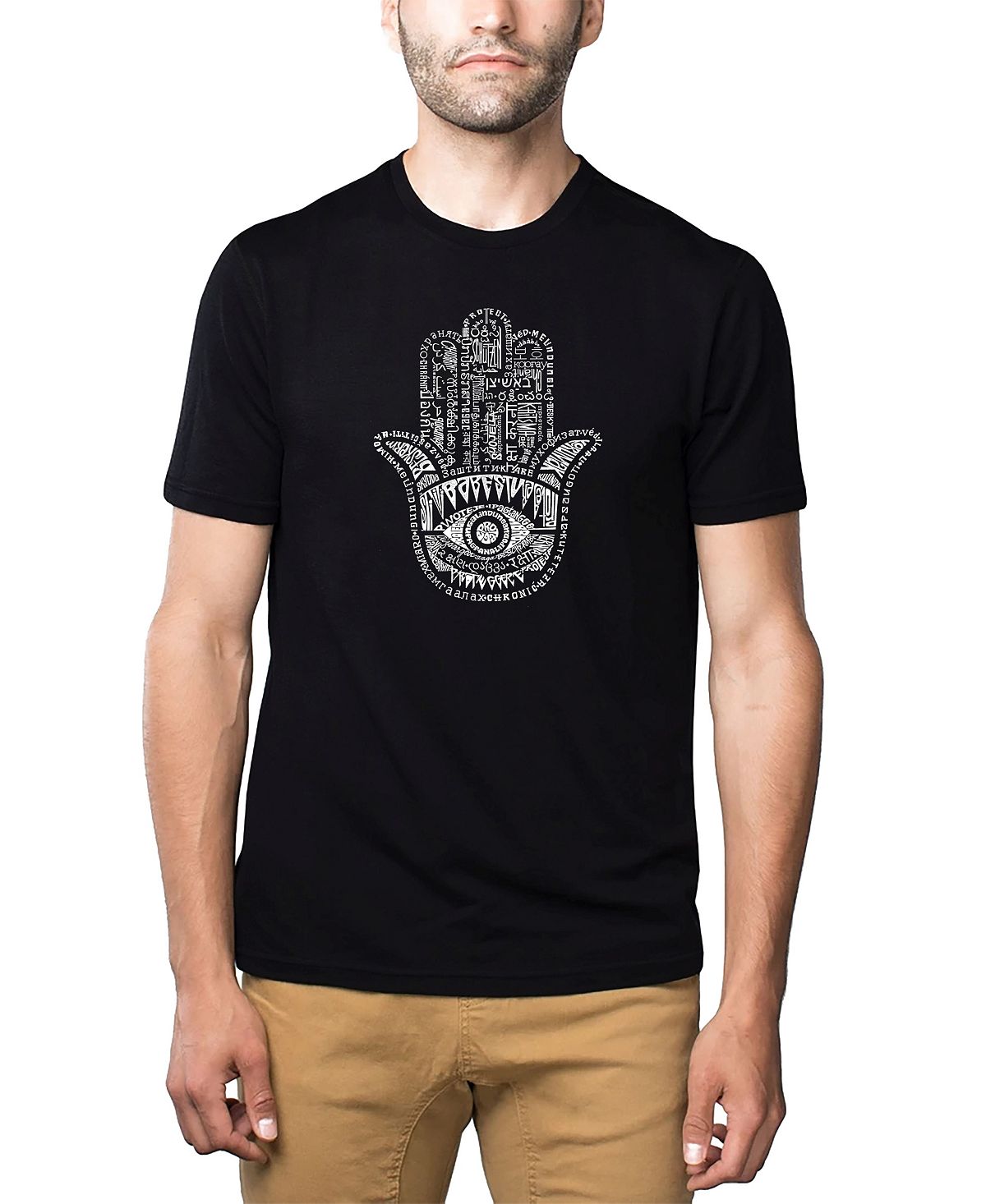 Мужская футболка premium word art - хамса LA Pop Art, черный 250г тхина hamsa