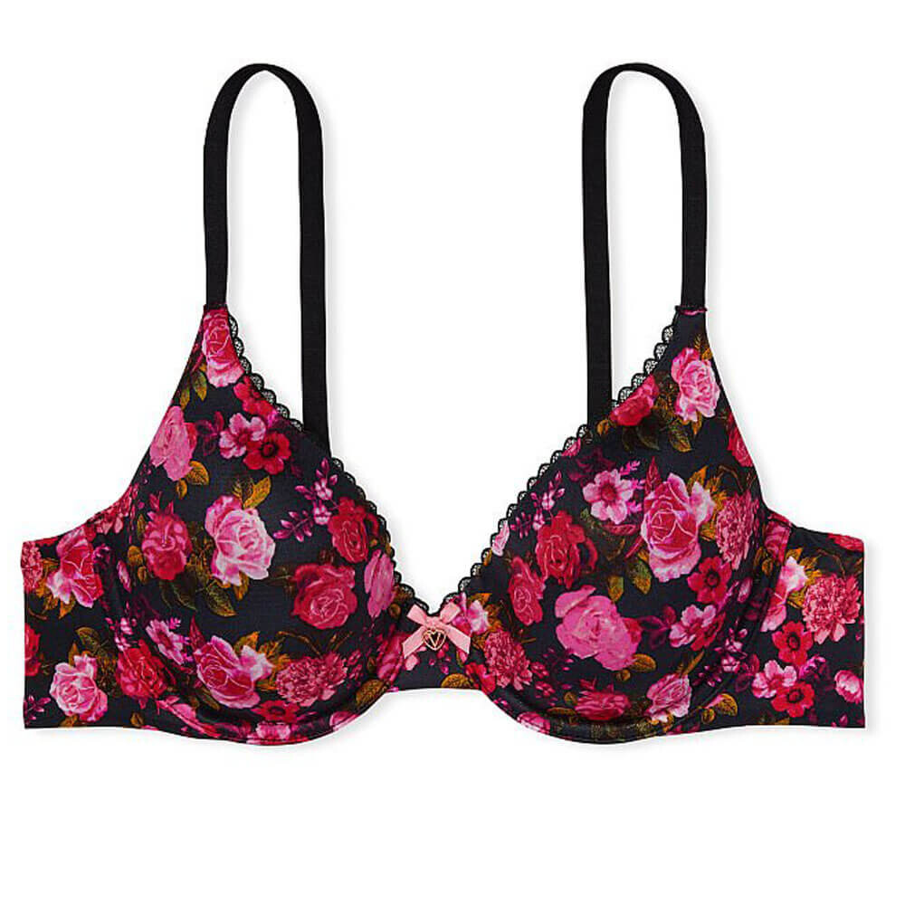 

Бюстгальтер с полным покрытием Victoria's Secret Body by Victoria Lightly Lined, черный/розовый