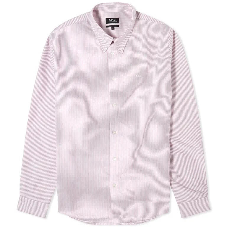 Рубашка A.P.C. Greg Log Button Down Stripe, красный/белый