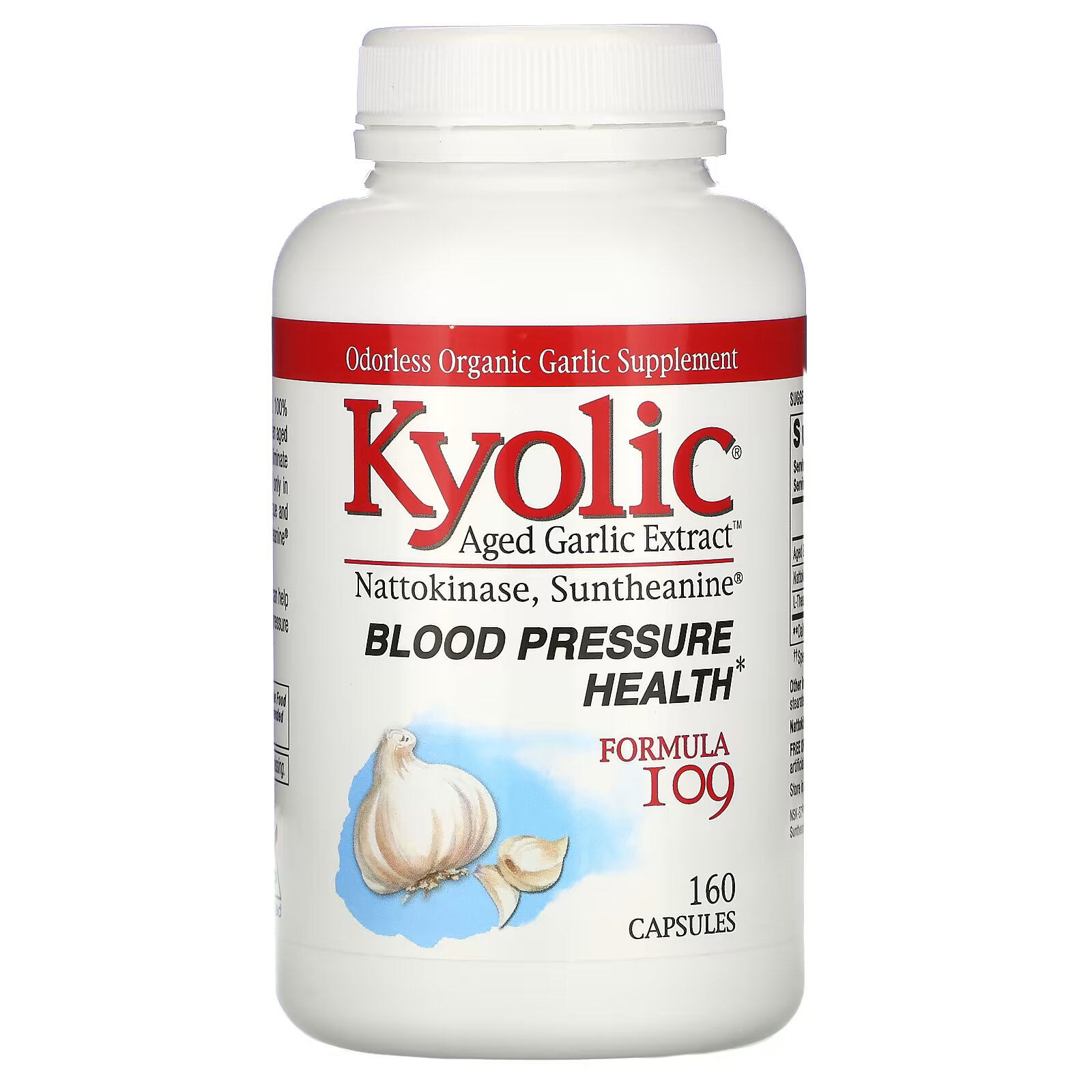 Kyolic, Aged Garlic Extract, экстракт выдержанного чеснока, для здорового артериального давления, формула 109, 160 капсул kyolic aged garlic extract экстракт выдержанного чеснока для здорового артериального давления формула 109 160 капсул