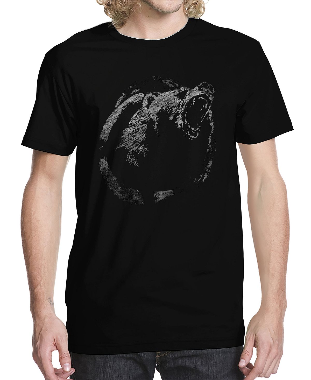 Мужская футболка с рисунком медведя Buzz Shirts, черный