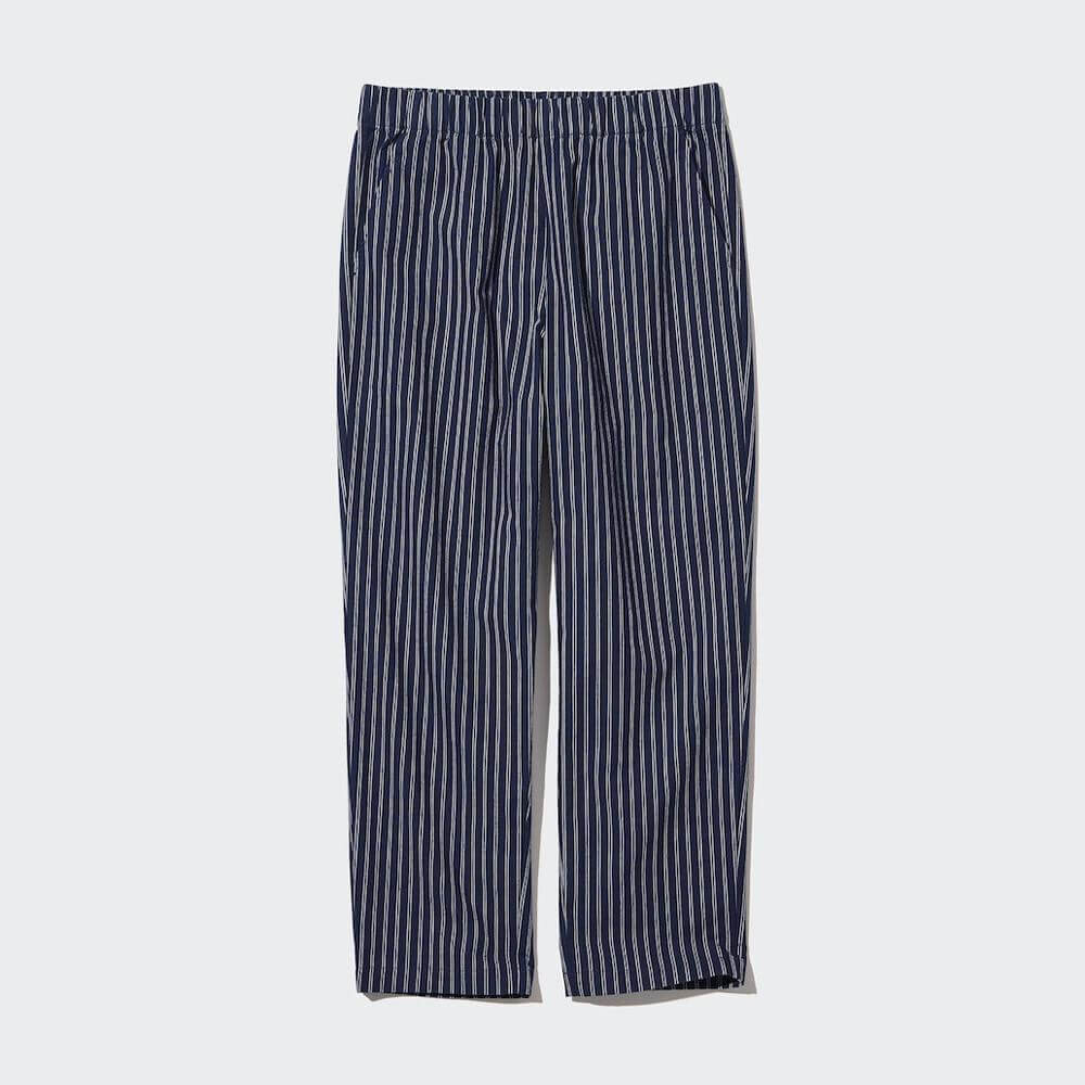 

Хлопковые брюки в полоску Uniqlo Elastic Cropped, темно-синий/белый