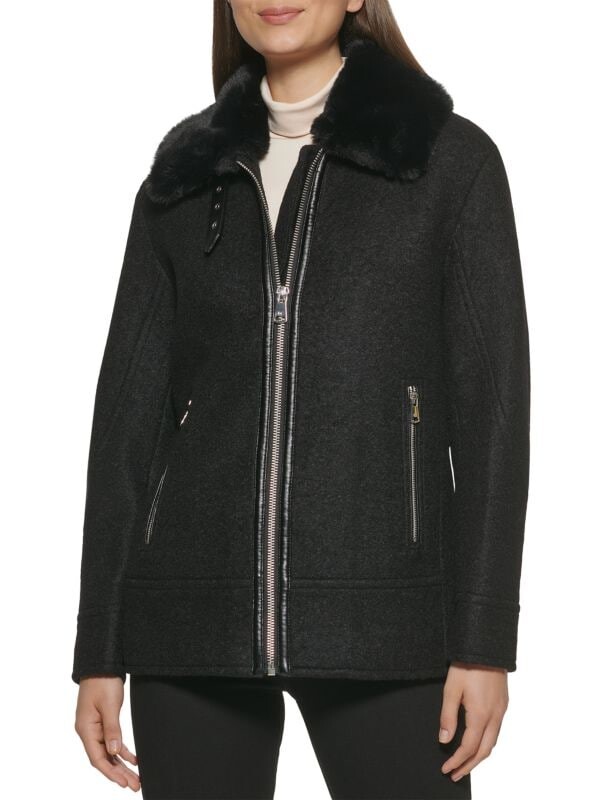

Куртка с отделкой из искусственного меха Kenneth Cole Charcoal, Серый