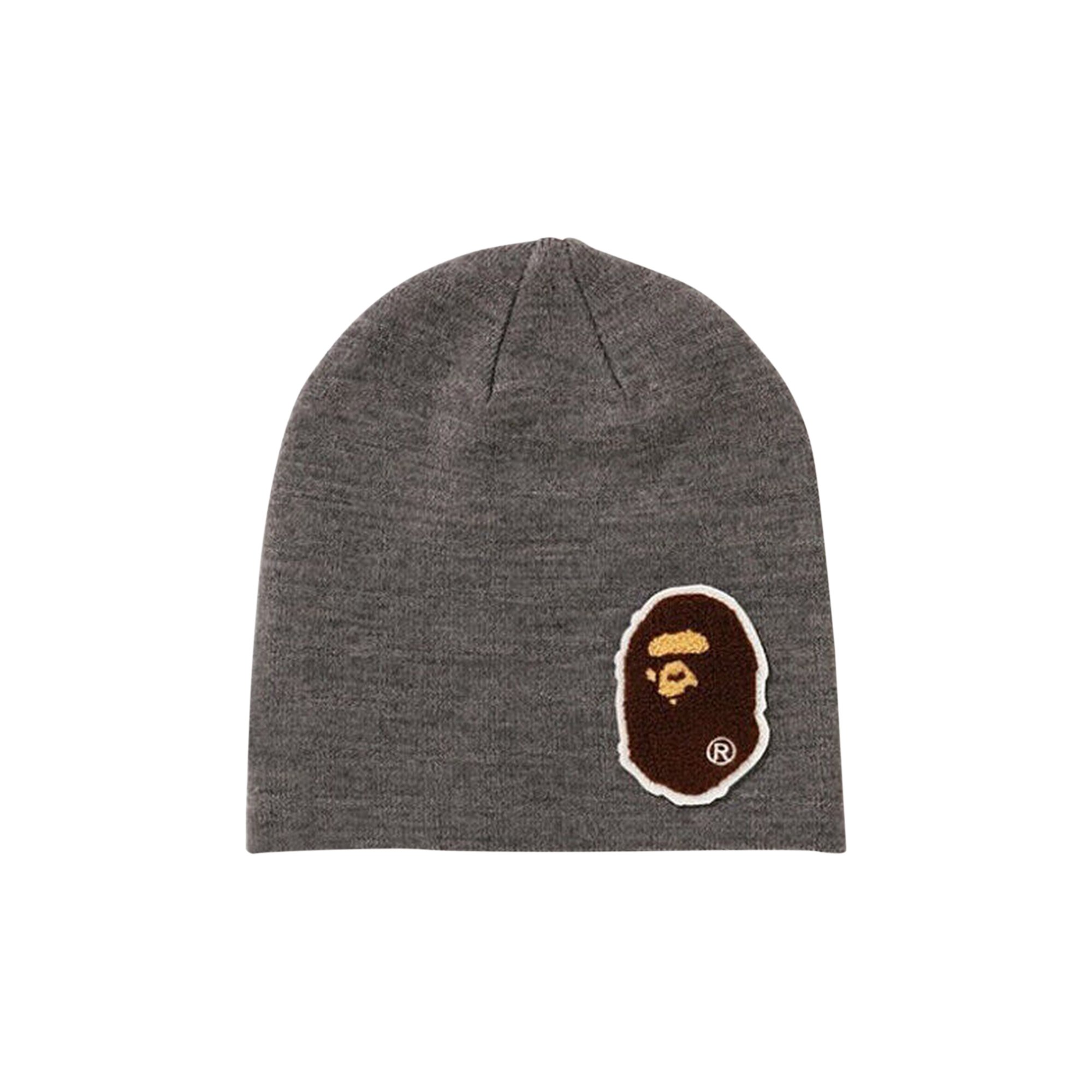 Вязаная шапка BAPE Big Ape Head, цвет Серый
