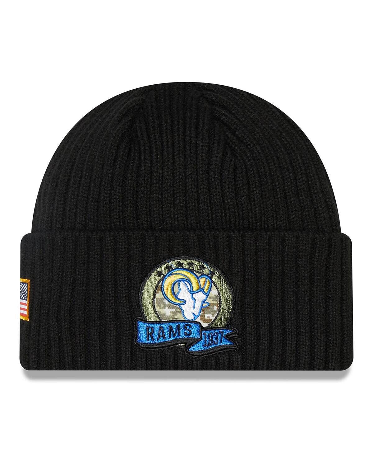 

Черная вязаная шапка Salute To Service для юношей Los Angeles Rams 2022 New Era