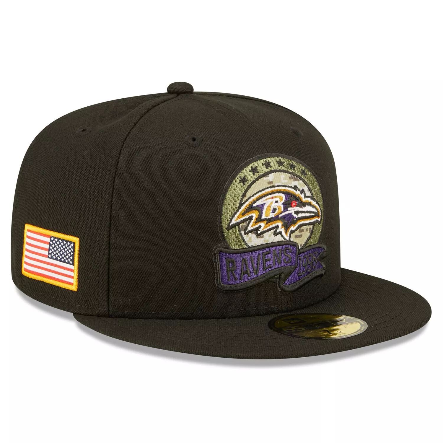 

Мужская облегающая шляпа New Era Black Baltimore Ravens 2022 Salute To Service 59FIFTY