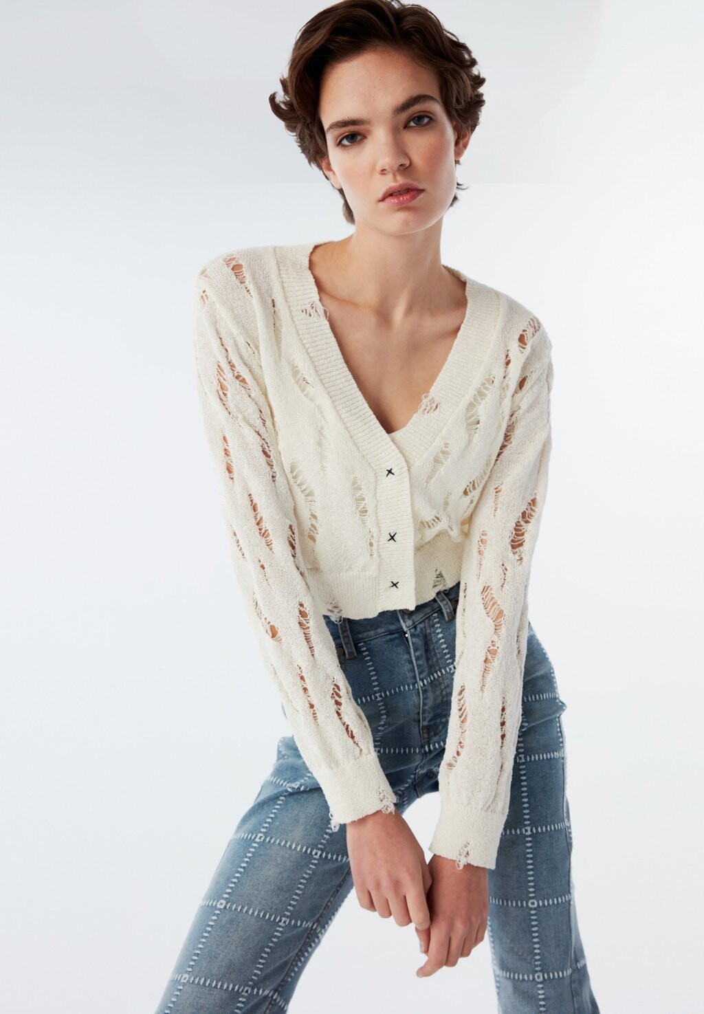 

Кардиган REGULAR FIT DISTRESSED EFFECT Twist, белый