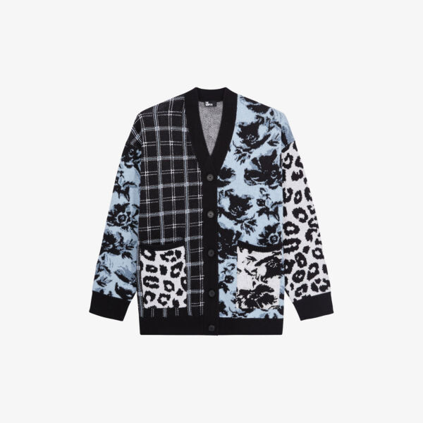 

Тканый кардиган с V-образным вырезом в стиле пэчворк The Kooples, черный