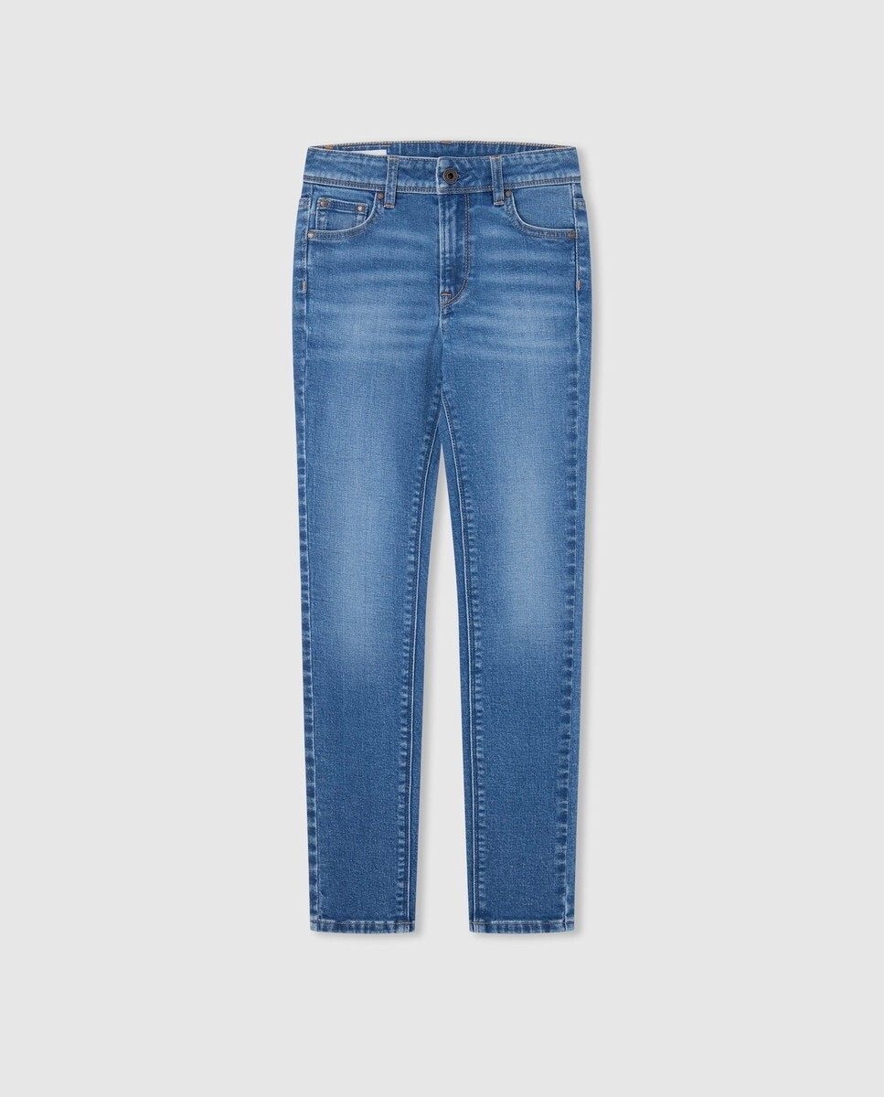 

Джинсы для девочки с эффектом потертости синего цвета Pepe Jeans, синий